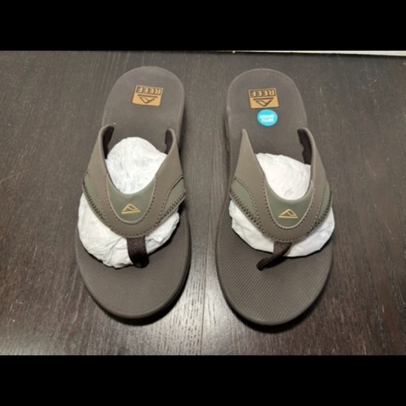 Reef Fanning Flip Flops with Bottle Opener Brown/Green/Gum Mens 10 - Picture 4 of 16